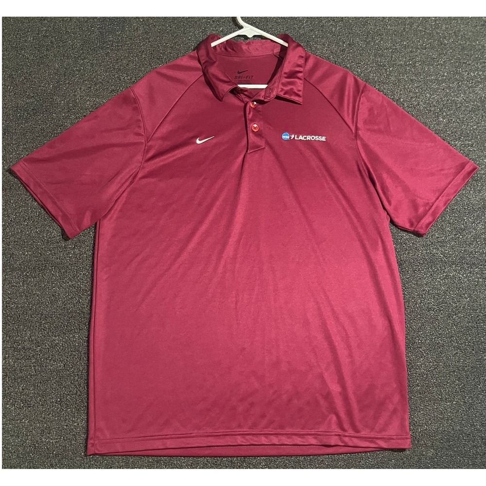 Nike Dri-FIT NCAA Lacrosse Polo Shirt Mens Large Maroon Short Sleeve Athletic